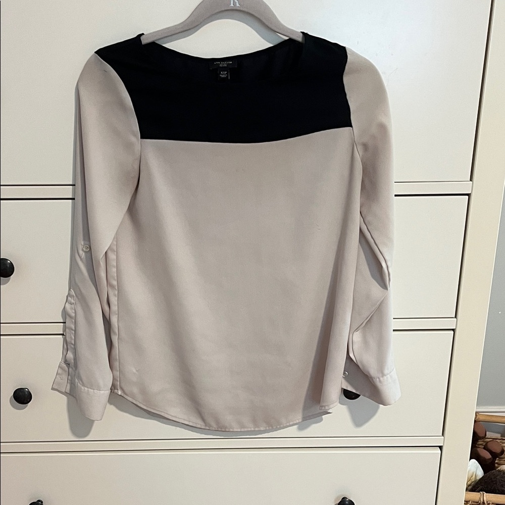 Ann Taylor Black and Cream Blouse